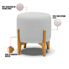 Kit 01 Poltrona E 01 Puff Stella Linho Cinza A05 Base Madeira