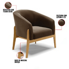 Kit 01 Poltrona E 01 Puff Stella Suede Base Madeira Castanho