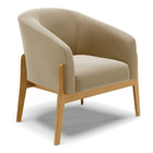 Kit 01 Poltrona E 01 Puff Stella Suede Base Madeira Castanho