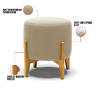 Kit 01 Poltrona E 01 Puff Stella Suede Base Madeira Castanho