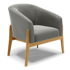 Kit 01 Poltrona E 01 Puff Stella Suede Base Madeira Castanho