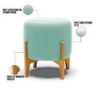 Kit 01 Poltrona E 01 Puff Stella Suede Base Madeira Castanho