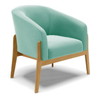 Kit 01 Poltrona E 01 Puff Stella Suede Base Madeira Castanho