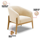 Kit 01 Poltrona E 01 Puff Stella Suede Bege Base Madeira Cast