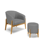 Kit 01 Poltrona E 01 Puff Stella Veludo Luxo Grafite A131 Bas