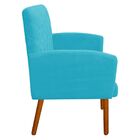 Kit 01 Poltrona E 01 Puff Veronês Suede Azul Turquesa Pés Pal
