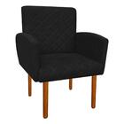 Kit 01 Poltrona E 01 Puff Veronês Suede Preto Pés Palito