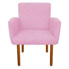 Kit 01 Poltrona E 01 Puff Veronês Suede Rosa Bebê Pés Palito