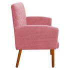 Kit 01 Poltrona E 01 Puff Veronês Suede Rose Pés Palito Casta