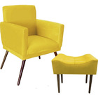 Kit 01 Poltrona Gênesis E 01 Puff Retangular Decorativos Para