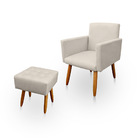 Kit 01 Poltrona Gênesis E 01 Puff Retangular Decorativos Para