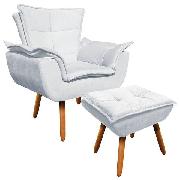 Kit 01 Poltrona Opala Com 01 Puff Opala  - Cinza