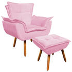 Kit 01 Poltrona Opala Com 01 Puff Opala  - Rosa Bebê