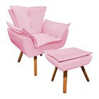 Kit 01 Poltrona Opala Com 01 Puff Opala Corino Pés Palito Cas