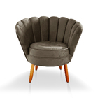 Kit 01 Poltrona Pétala E 01 Puff Decorativos Para Sala E Quar