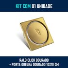 Kit 01 - Ralo Click Inox Dourado 10x10 Cm + Porta Grelha