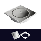 Kit 01 - Ralo Click Inteligente Inox 15x15 Cm + Porta Grelha