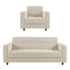 Kit 01 Sofá 03 Lugares E 01 Poltrona Arezzo Linho Bege A19 Pé
