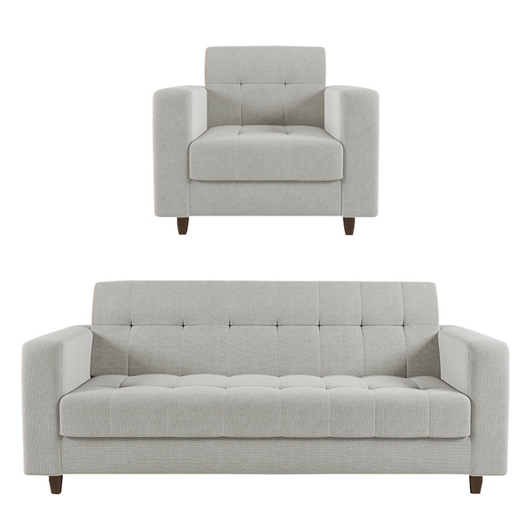 Kit 01 Sofá 03 Lugares E 01 Poltrona Arezzo Linho Cinza A05 P