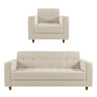 Kit 01 Sofá 03 Lugares E 01 Poltrona Arezzo Linho Palha A32 P