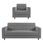 Kit 01 Sofá 03 Lugares E 01 Poltrona Arezzo Linho Pés Chanfra