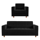 Kit 01 Sofá 03 Lugares E 01 Poltrona Arezzo Linho Preto A79 P