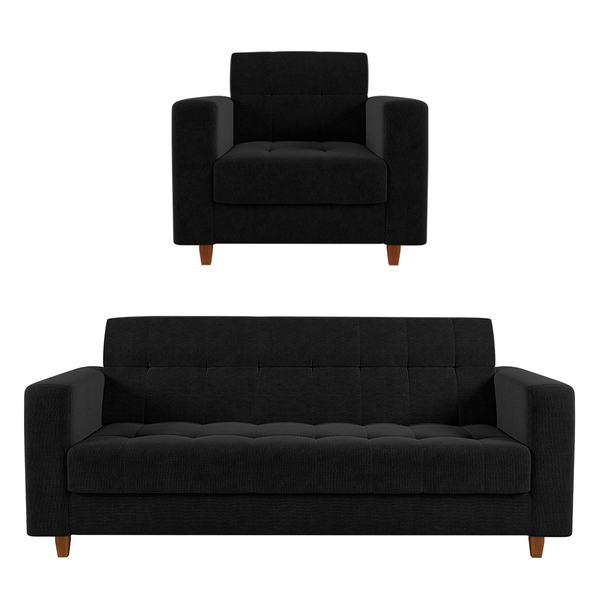 Kit 01 Sofá 03 Lugares E 01 Poltrona Arezzo Linho Preto A79 P