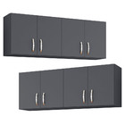 Kit 02 Armários Aéreo De Parede Cozinha 150cm 4 Portas Cinza