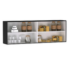Kit 02 Armários Aéreo De Parede Cozinha 150cm 4 Portas Preto