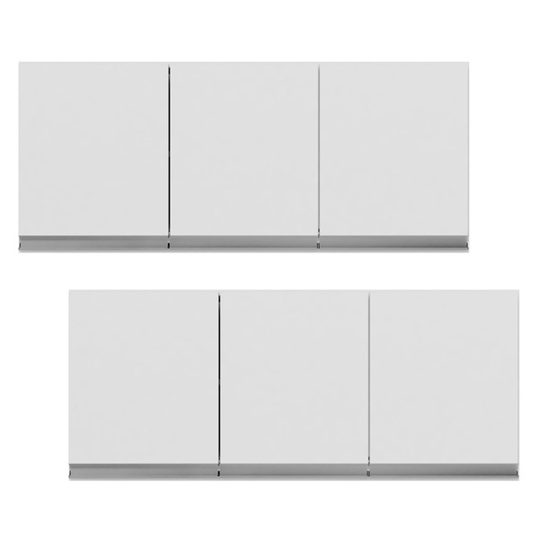 Kit 02 Armários De Cozinha Aéreo Andréia 120cm 3 Portas Branc