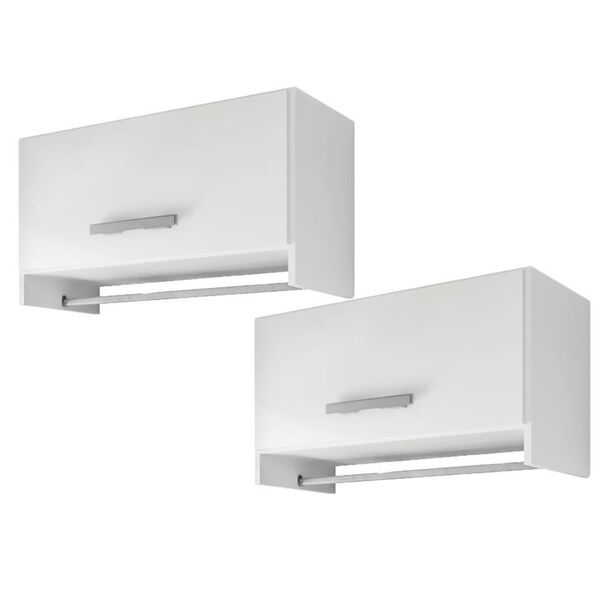 Kit 02 Armários Multiuso Aéreo Cabideiro Grécia L03 Branco -