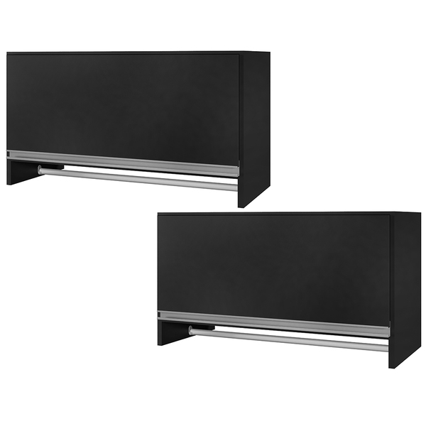 Kit 02 Armários Multiuso Aéreo Cabideiro Grécia L03 Preto - L