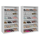 Kit 02 Armários Multiuso Sapateira Laís 5 Prateleiras Branco