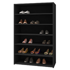 Kit 02 Armários Multiuso Sapateira Laís 5 Prateleiras Preto -