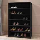 Kit 02 Armários Multiuso Sapateira Laís 5 Prateleiras Preto -