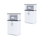 Kit 02 Armários Para Forno E Microondas Carina Branco Preto