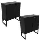 Kit 02 Balcões Multiuso Para Escritório Sala Com Chave 02 Por