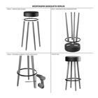 Kit 02 Bancos Banqueta Alta Madeira Estofada Berlin Courissim