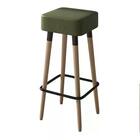 Kit 02 Bancos Banqueta Alta Madeira Estofada Dubai