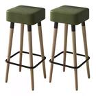 Kit 02 Bancos Banqueta Alta Madeira Estofada Dubai