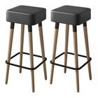 Kit 02 Bancos Banqueta Alta Madeira Estofada Dubai