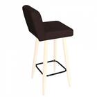 Kit 02 Banqueta Alta Branco Botão Preto Suede Marrom