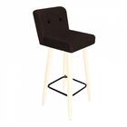 Kit 02 Banqueta Alta Branco Botão Preto Suede Marrom