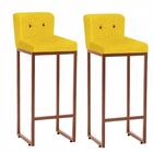 Kit 02 Banqueta Alta Bronze Botão Preto Amarelo