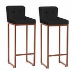 Kit 02 Banqueta Alta Bronze Botão Preto Preto