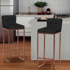 Kit 02 Banqueta Alta Bronze Botão Preto Preto