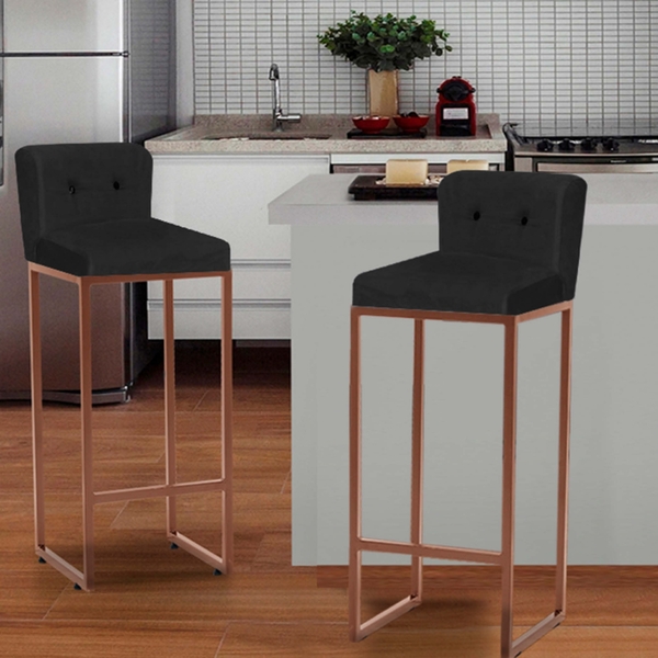 Kit 02 Banqueta Alta C/ Encosto Lucca Industrial Cozinha Balc