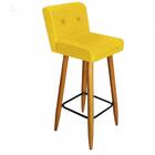 Kit 02 Banqueta Alta Castanho Botão Suede Amarelo