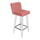 Kit 02 Banqueta Alta Com Encosto Lana Branco Rose Gold