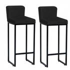 Kit 02 Banqueta Alta Com Encosto Preto Suede